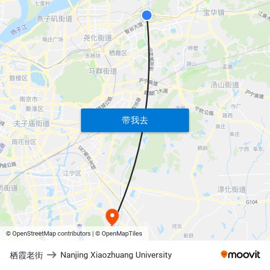 栖霞老街 to Nanjing Xiaozhuang University map