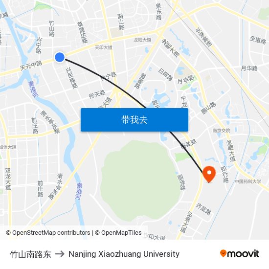 竹山南路东 to Nanjing Xiaozhuang University map