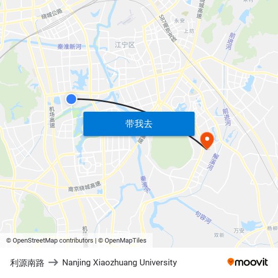 利源南路 to Nanjing Xiaozhuang University map