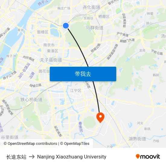 长途东站 to Nanjing Xiaozhuang University map