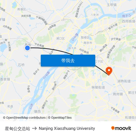 星甸公交总站 to Nanjing Xiaozhuang University map