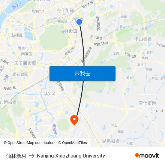 仙林新村 to Nanjing Xiaozhuang University map
