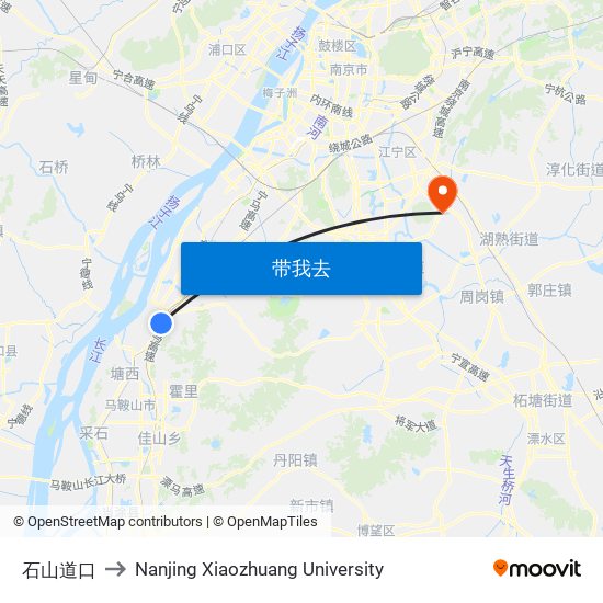 石山道口 to Nanjing Xiaozhuang University map