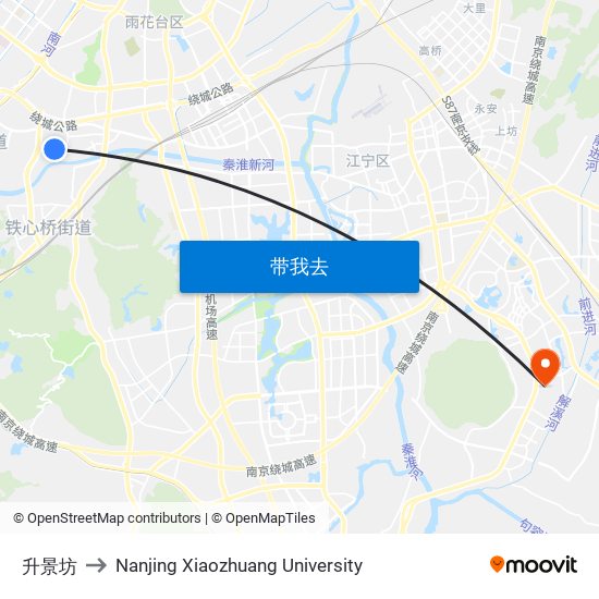 升景坊 to Nanjing Xiaozhuang University map