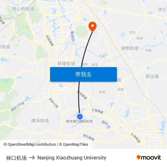 禄口机场 to Nanjing Xiaozhuang University map