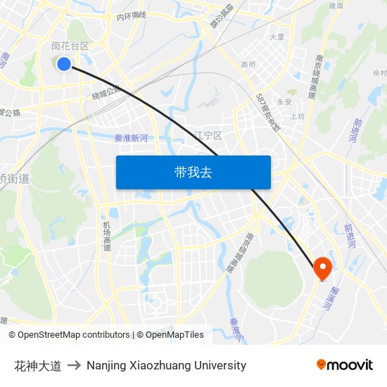 花神大道 to Nanjing Xiaozhuang University map