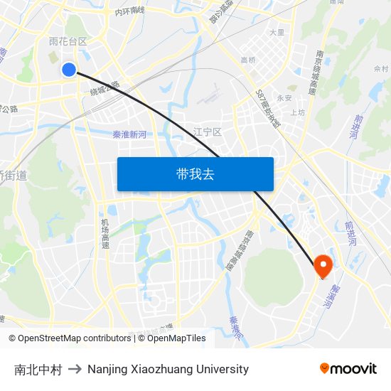 南北中村 to Nanjing Xiaozhuang University map