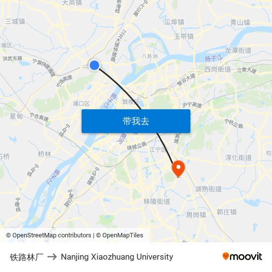 铁路林厂 to Nanjing Xiaozhuang University map