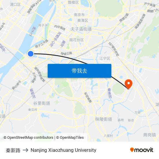 秦新路 to Nanjing Xiaozhuang University map