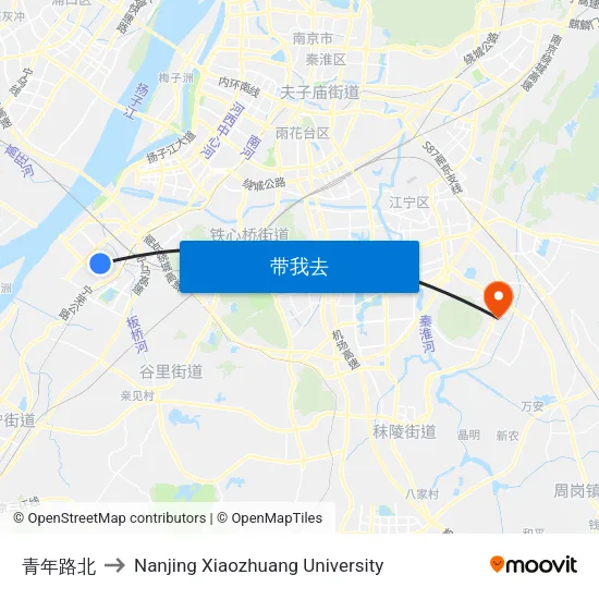 青年路北 to Nanjing Xiaozhuang University map