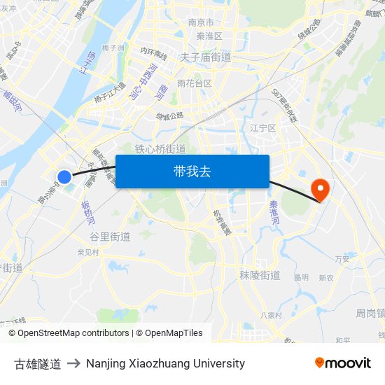 古雄隧道 to Nanjing Xiaozhuang University map