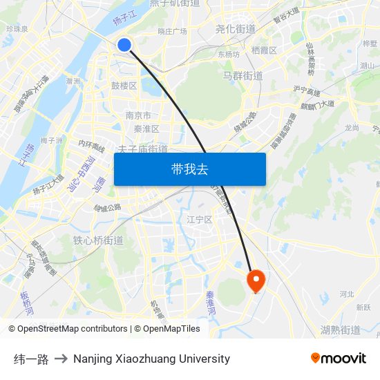 纬一路 to Nanjing Xiaozhuang University map