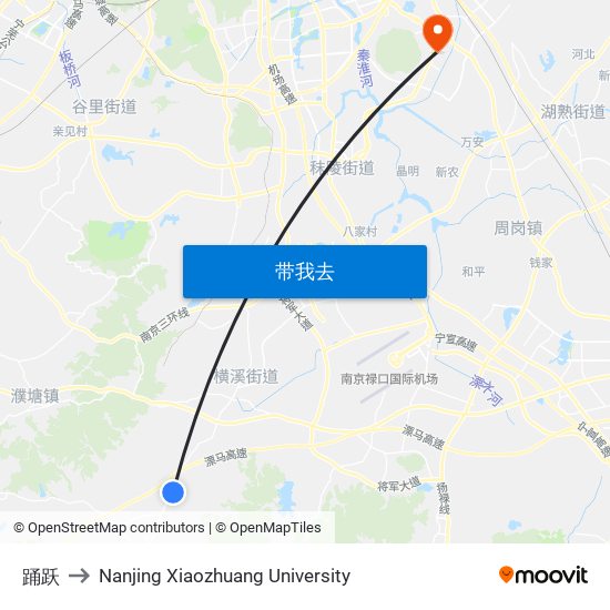 踊跃 to Nanjing Xiaozhuang University map