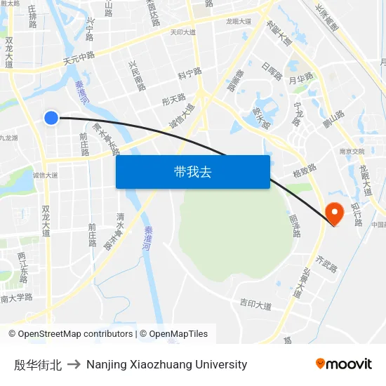 殷华街北 to Nanjing Xiaozhuang University map