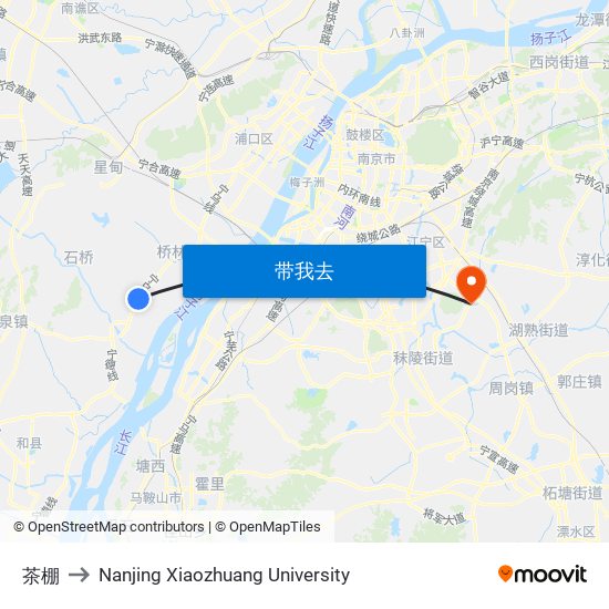 茶棚 to Nanjing Xiaozhuang University map