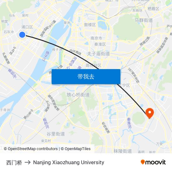 西门桥 to Nanjing Xiaozhuang University map