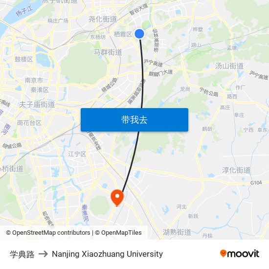 学典路 to Nanjing Xiaozhuang University map