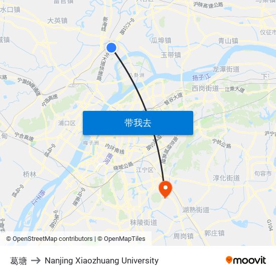 葛塘 to Nanjing Xiaozhuang University map