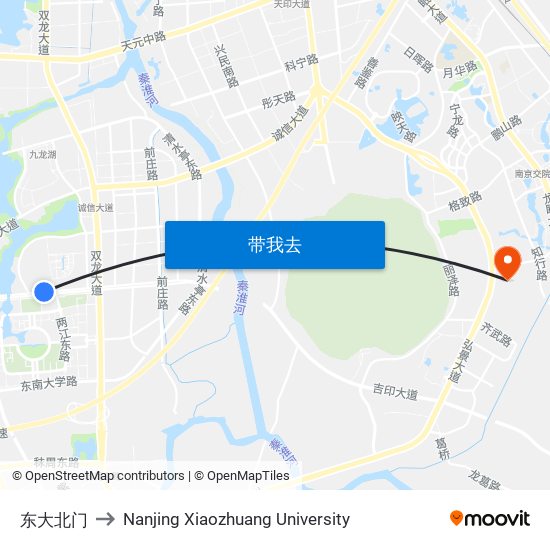 东大北门 to Nanjing Xiaozhuang University map