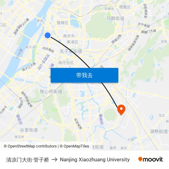 清凉门大街·管子桥 to Nanjing Xiaozhuang University map