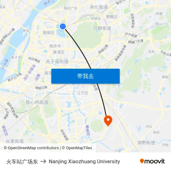 火车站广场东 to Nanjing Xiaozhuang University map