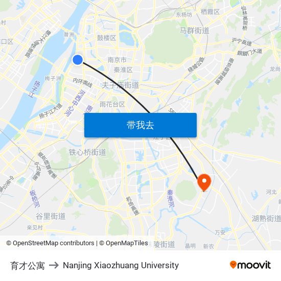 育才公寓 to Nanjing Xiaozhuang University map