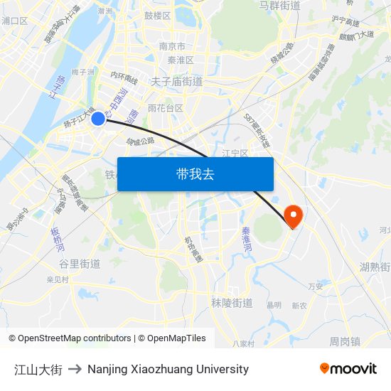 江山大街 to Nanjing Xiaozhuang University map