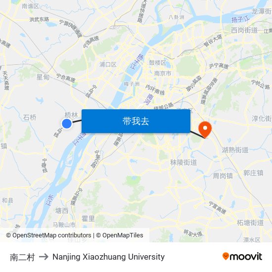 南二村 to Nanjing Xiaozhuang University map