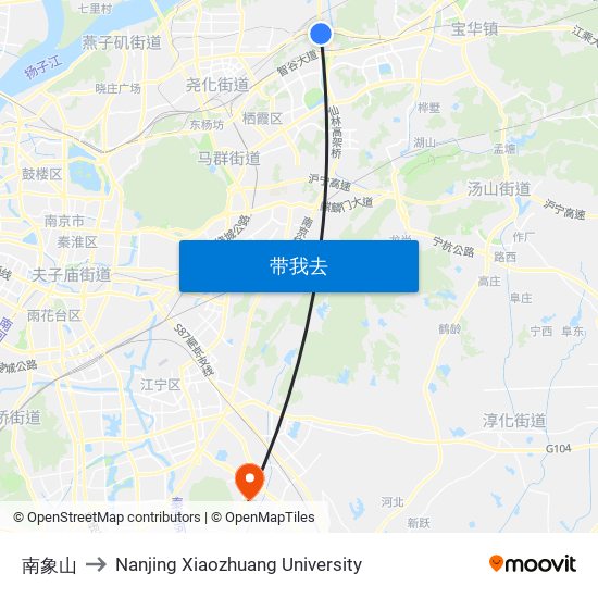 南象山 to Nanjing Xiaozhuang University map