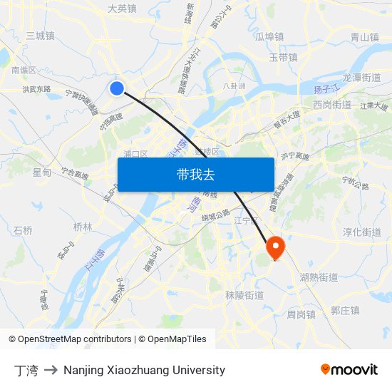 丁湾 to Nanjing Xiaozhuang University map