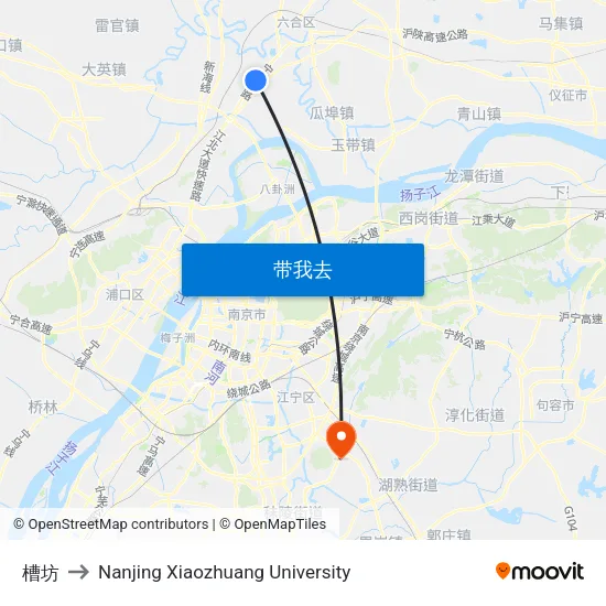 槽坊 to Nanjing Xiaozhuang University map
