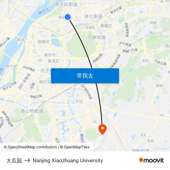 大瓜园 to Nanjing Xiaozhuang University map