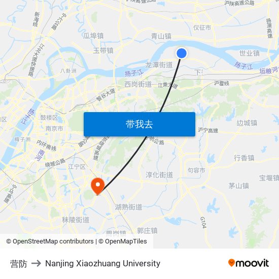 营防 to Nanjing Xiaozhuang University map