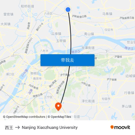 西王 to Nanjing Xiaozhuang University map