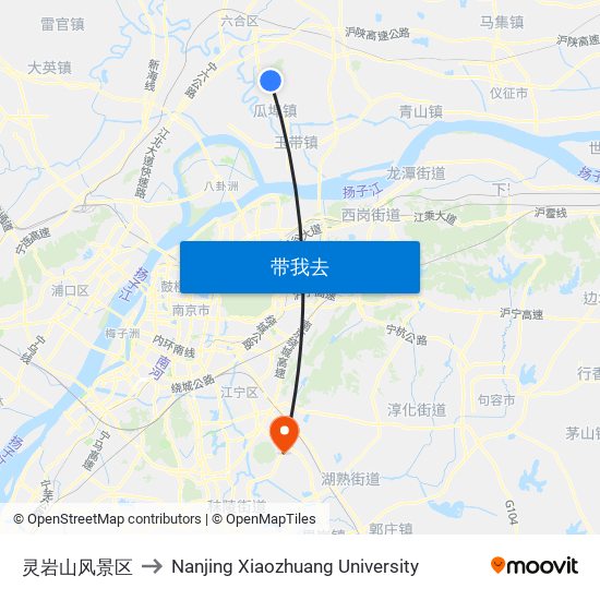 灵岩山风景区 to Nanjing Xiaozhuang University map