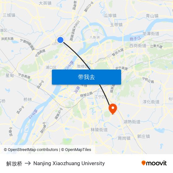 解放桥 to Nanjing Xiaozhuang University map