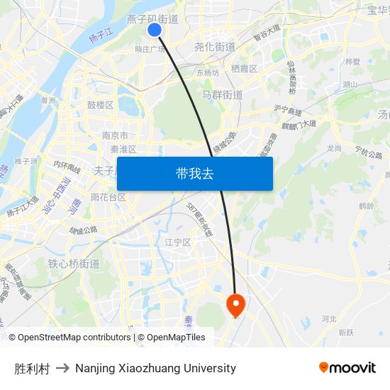 胜利村 to Nanjing Xiaozhuang University map