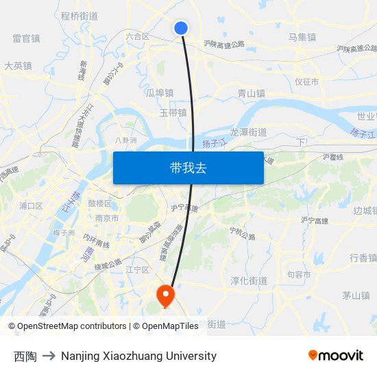 西陶 to Nanjing Xiaozhuang University map