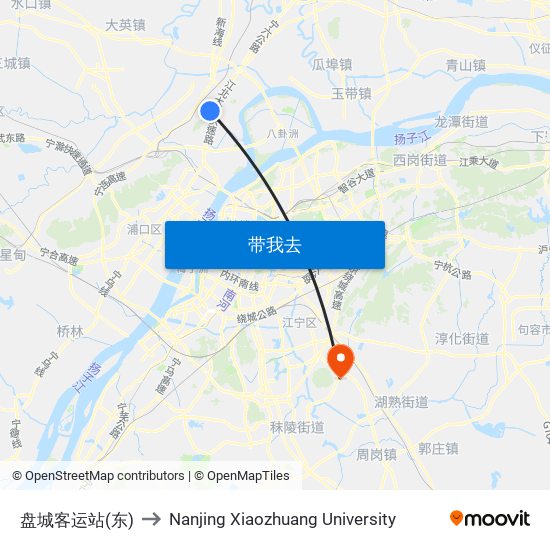 盘城客运站(东) to Nanjing Xiaozhuang University map