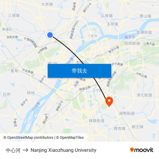 中心河 to Nanjing Xiaozhuang University map