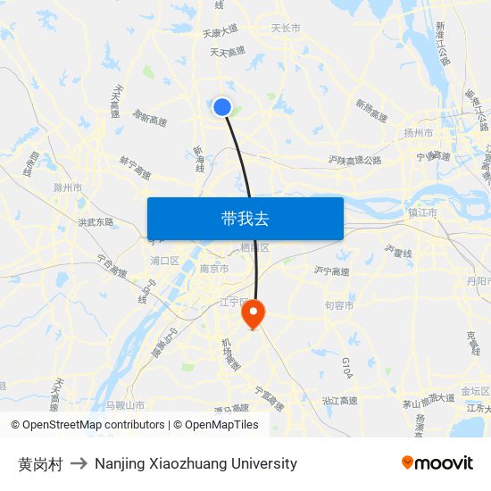 黄岗村 to Nanjing Xiaozhuang University map