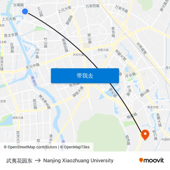 武夷花园东 to Nanjing Xiaozhuang University map