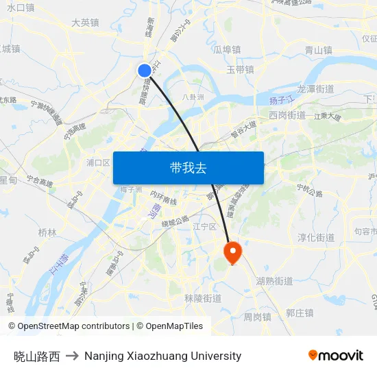 晓山路西 to Nanjing Xiaozhuang University map