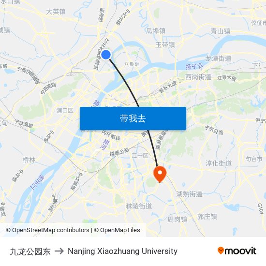 九龙公园东 to Nanjing Xiaozhuang University map