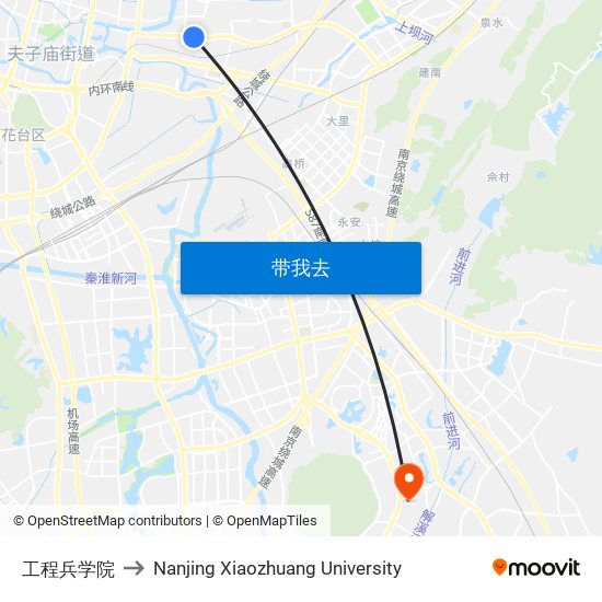 工程兵学院 to Nanjing Xiaozhuang University map