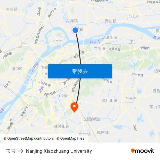 玉带 to Nanjing Xiaozhuang University map