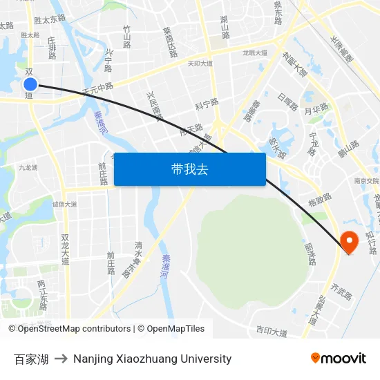 百家湖 to Nanjing Xiaozhuang University map