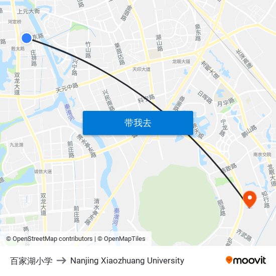 百家湖小学 to Nanjing Xiaozhuang University map