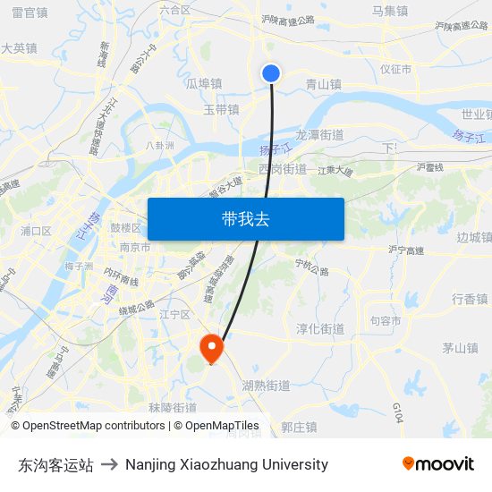 东沟客运站 to Nanjing Xiaozhuang University map