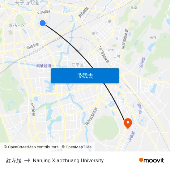 红花镇 to Nanjing Xiaozhuang University map